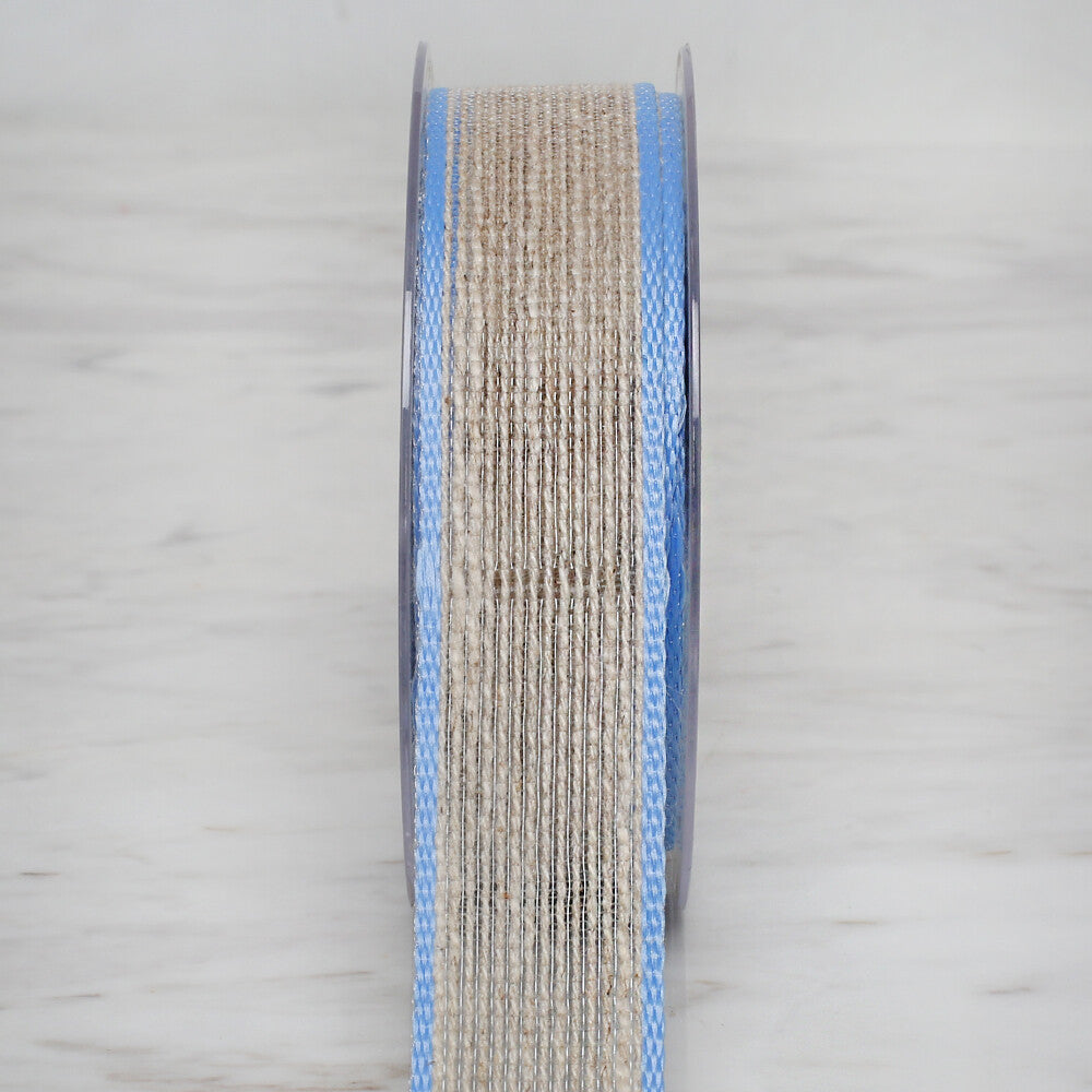 Ulutaş 2.5 cm 10 m Linen Ribbon, Blue