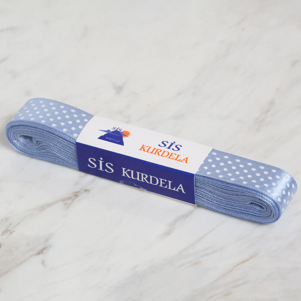 Loren Crafts 2 cm 10 m Spotted Satin Ribbon, Blue