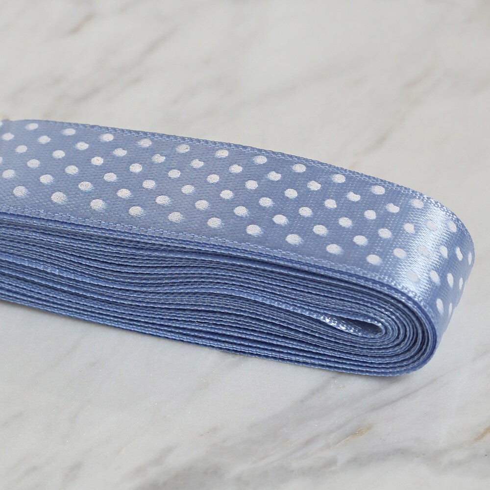 Loren Crafts 2 cm 10 m Spotted Satin Ribbon, Blue