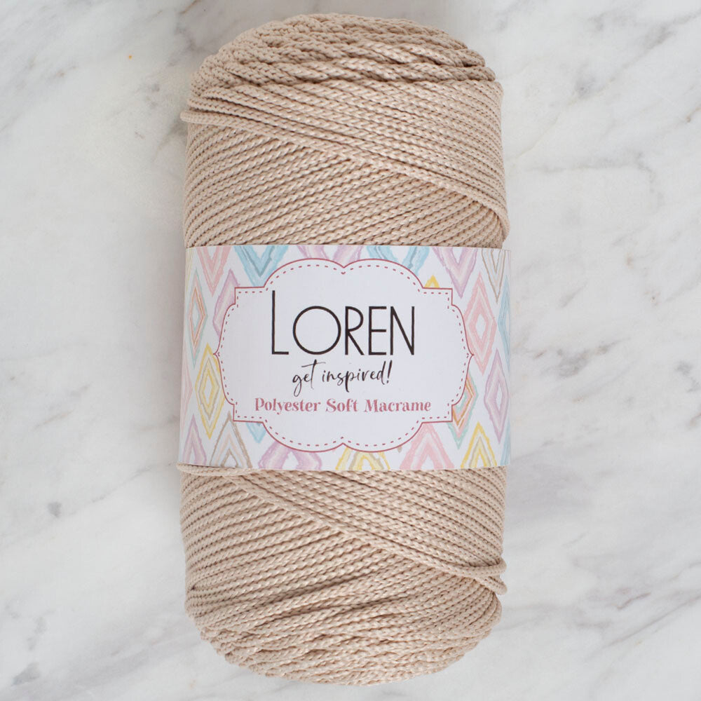 Loren Polyester Soft Macrame Yarn, Stone - LM005