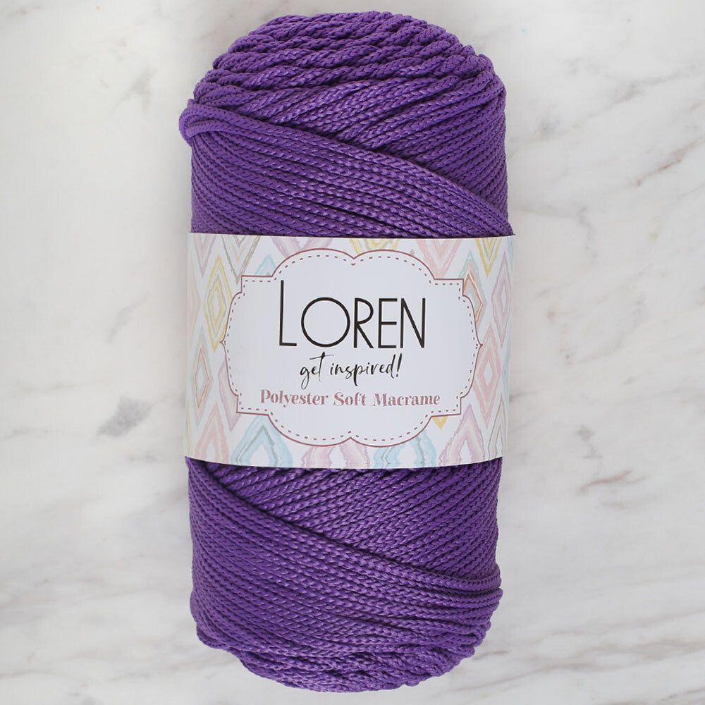 Loren Polyester Soft Macrame Yarn, Dark Purple - LM025