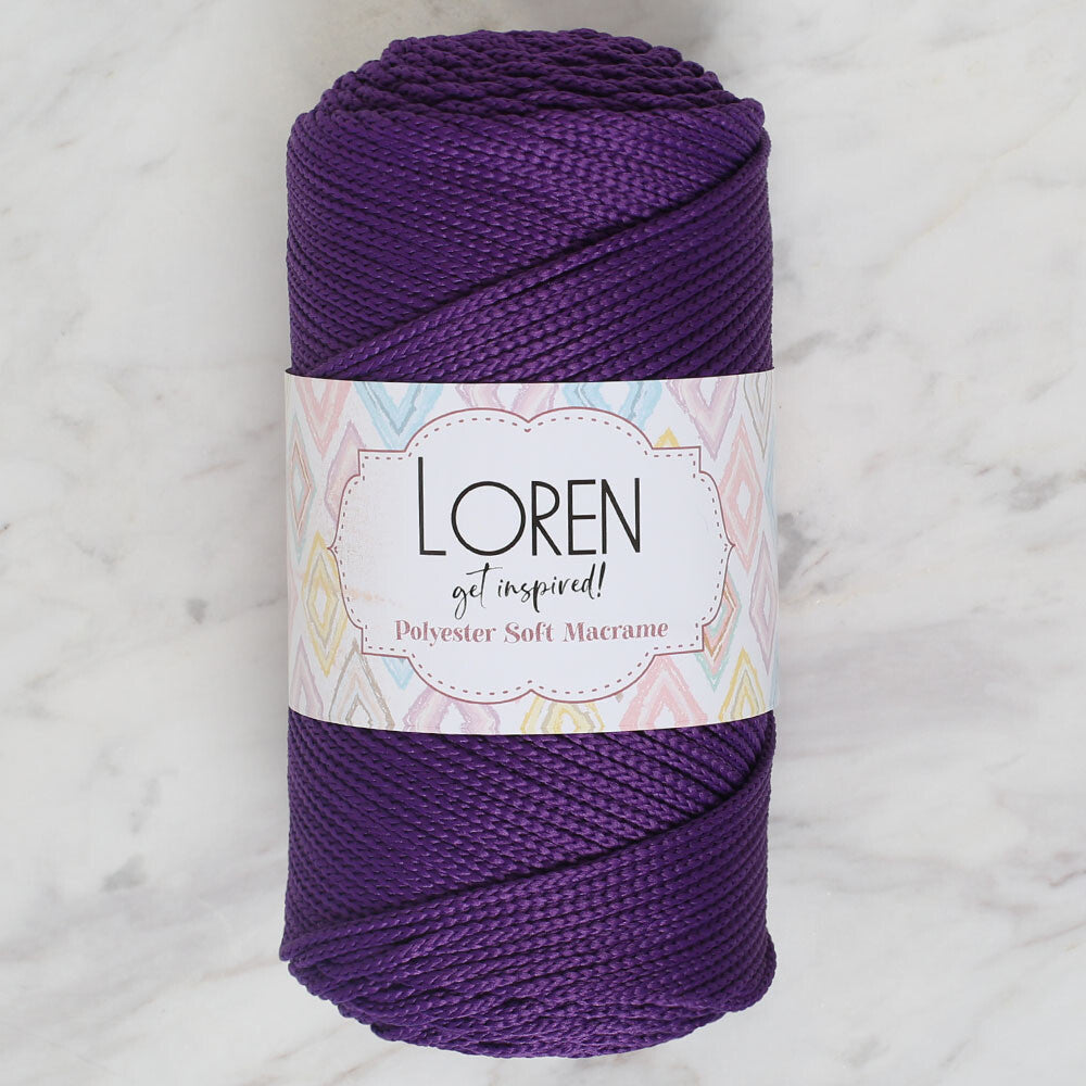 Loren Polyester Soft Macrame Yarn, Dark Purple - LM037