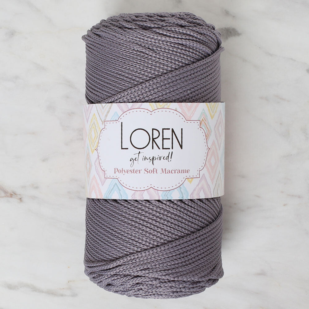 Loren Polyester Soft Macrame Yarn, Grey - LM050