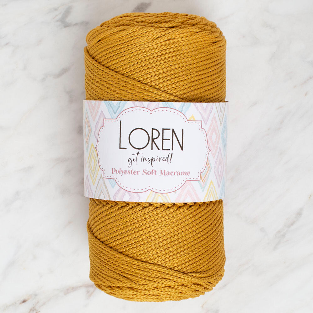 Loren Polyester Soft Macrame Yarn, Mustard - LM061
