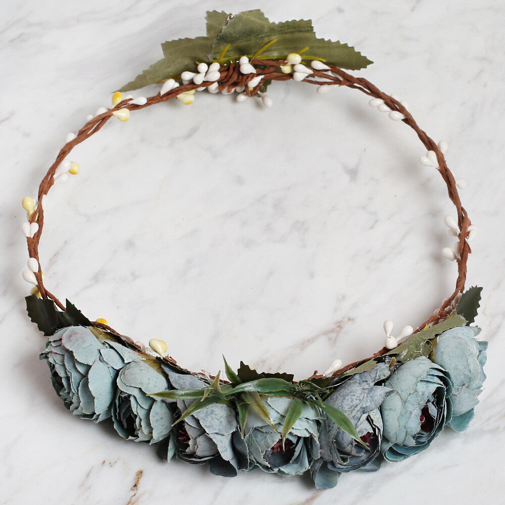 Loren Floral Circle Crown, Green