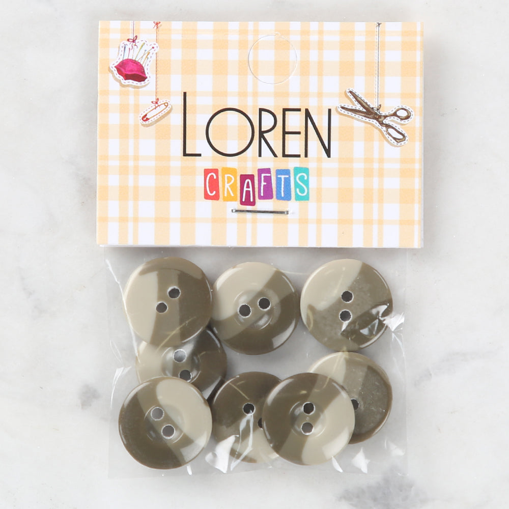 Loren Crafts 8 Pack Button, Brown - 1140