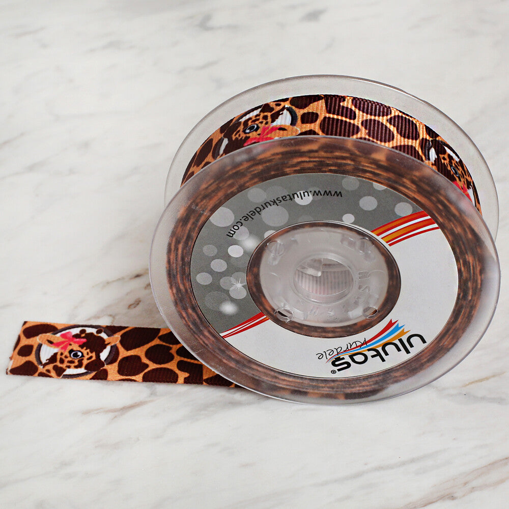Ulutaş 2.5 cm 20 m Zebra Patterned Grosgrain Ribbon