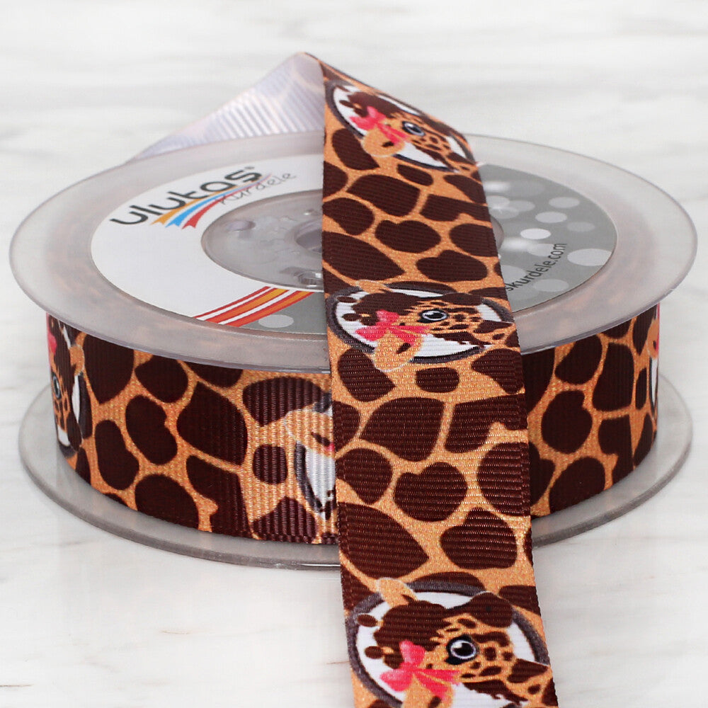 Ulutaş 2.5 cm 20 m Zebra Patterned Grosgrain Ribbon