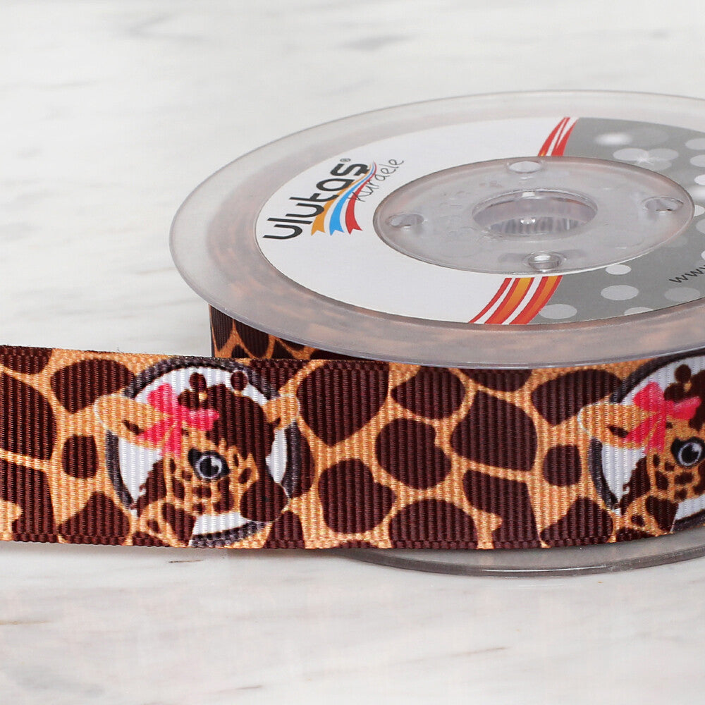 Ulutaş 2.5 cm 20 m Zebra Patterned Grosgrain Ribbon
