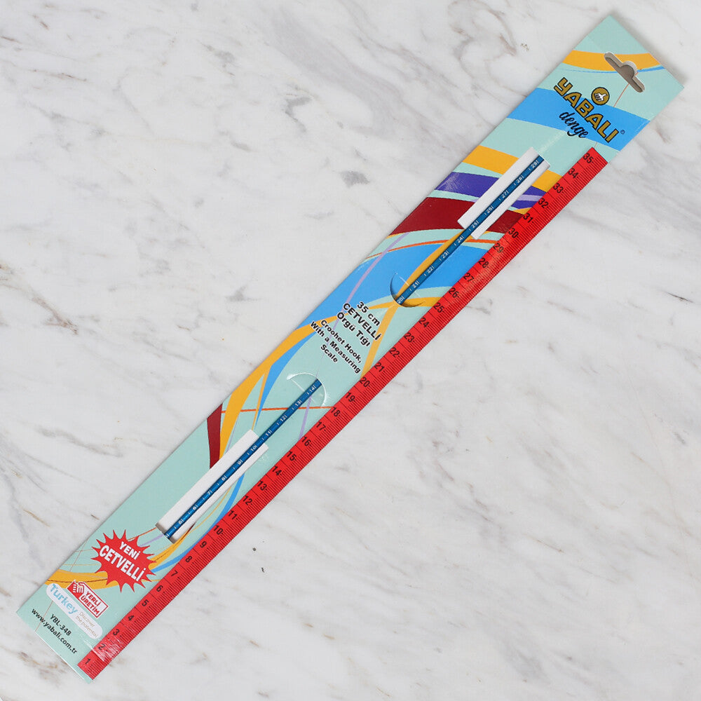 Yabalı 3.5mm 35 cm Crochet Hook with Measure, Blue - YBL-348
