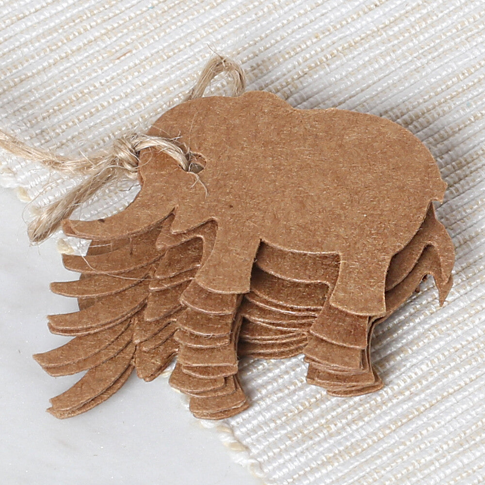 Loren 10 pcs Elephant Patterned Craft Tag and Clip-On Tag Thread
