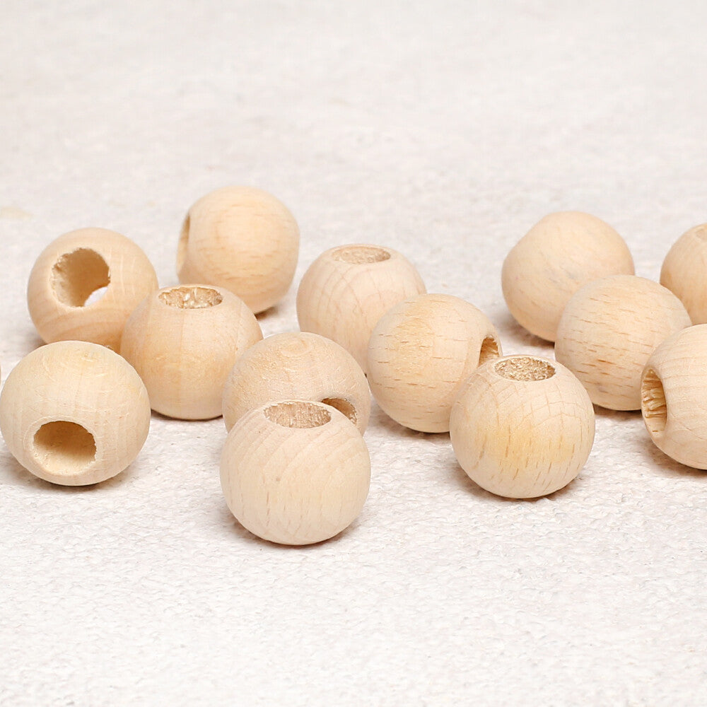 Loren Crafts 30 pcs 18mm Raw Wooden Bead, Round 