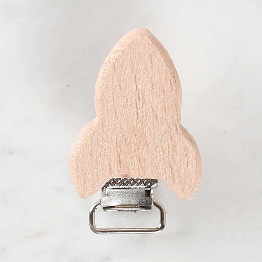 Loren Crafts Rocket Shaped Wooden Pacifier Clip