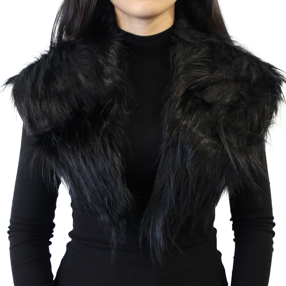 Yarnart Shawl - Faux Fur Collar Black - F501
