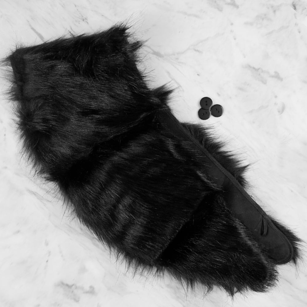 Yarnart Shawl - Faux Fur Collar Black - F501