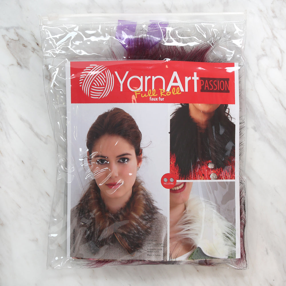 Yarnart Full Roll - Faux Fur Collar Burgundy - F504