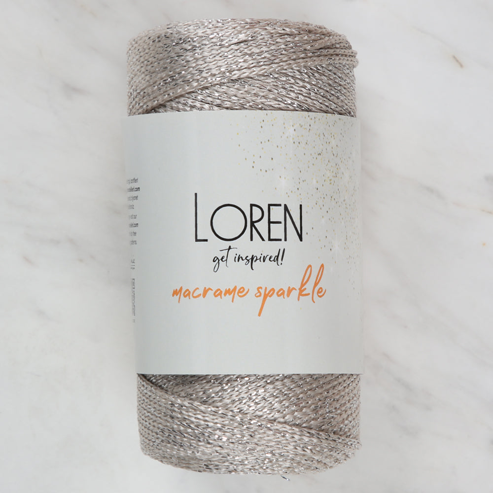 Loren Macrame Sparkle Hand Knitting Yarn, Glitter Beige - RM 30