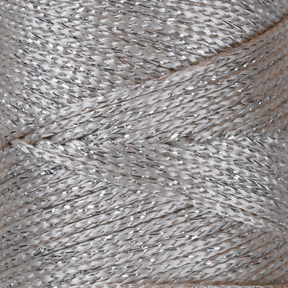 Loren Macrame Sparkle Hand Knitting Yarn, Glitter Beige - RM 30