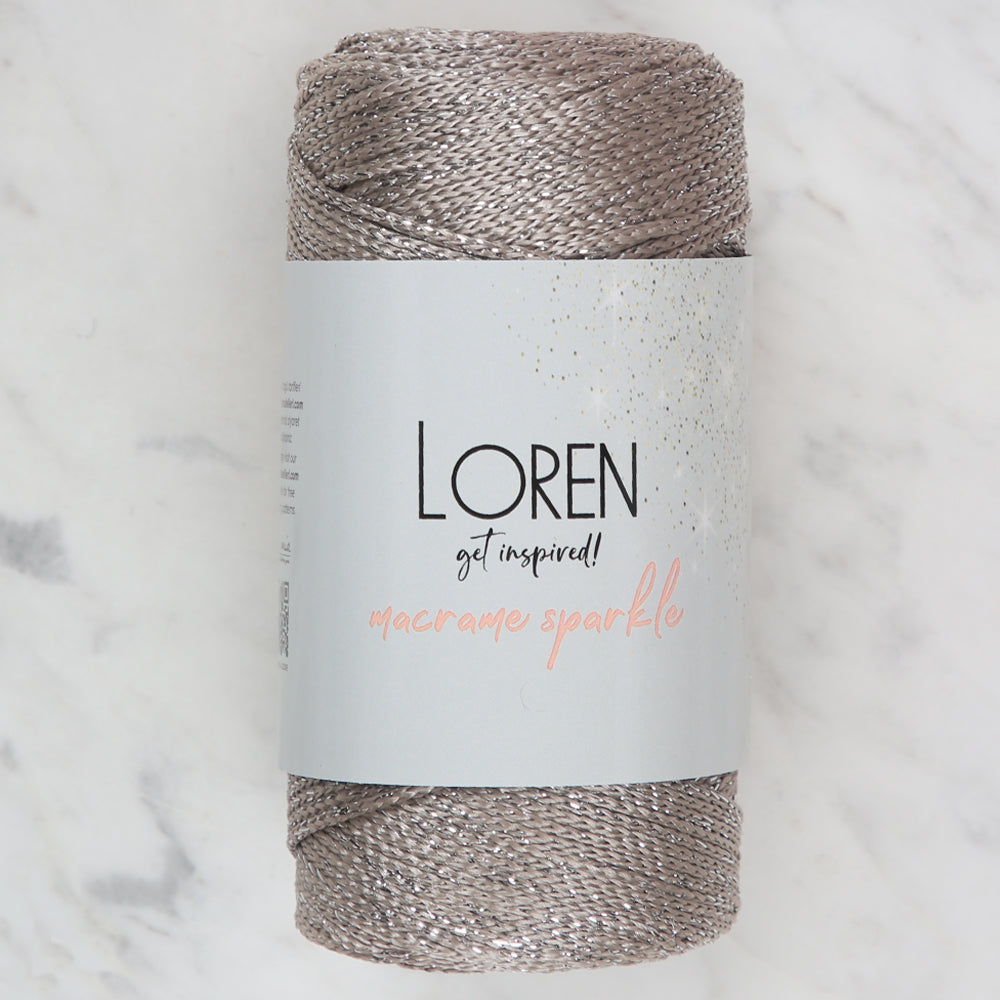 Loren Macrame Sparkle Hand Knitting Yarn, Glitter Mink - RM 40