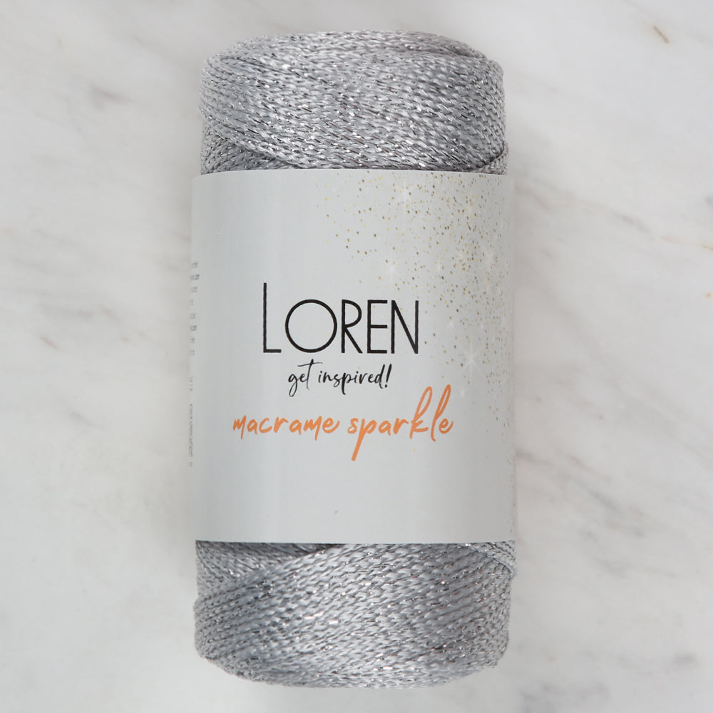 Loren Macrame Sparkle Hand Knitting Yarn, Glitter Grey - RM 60