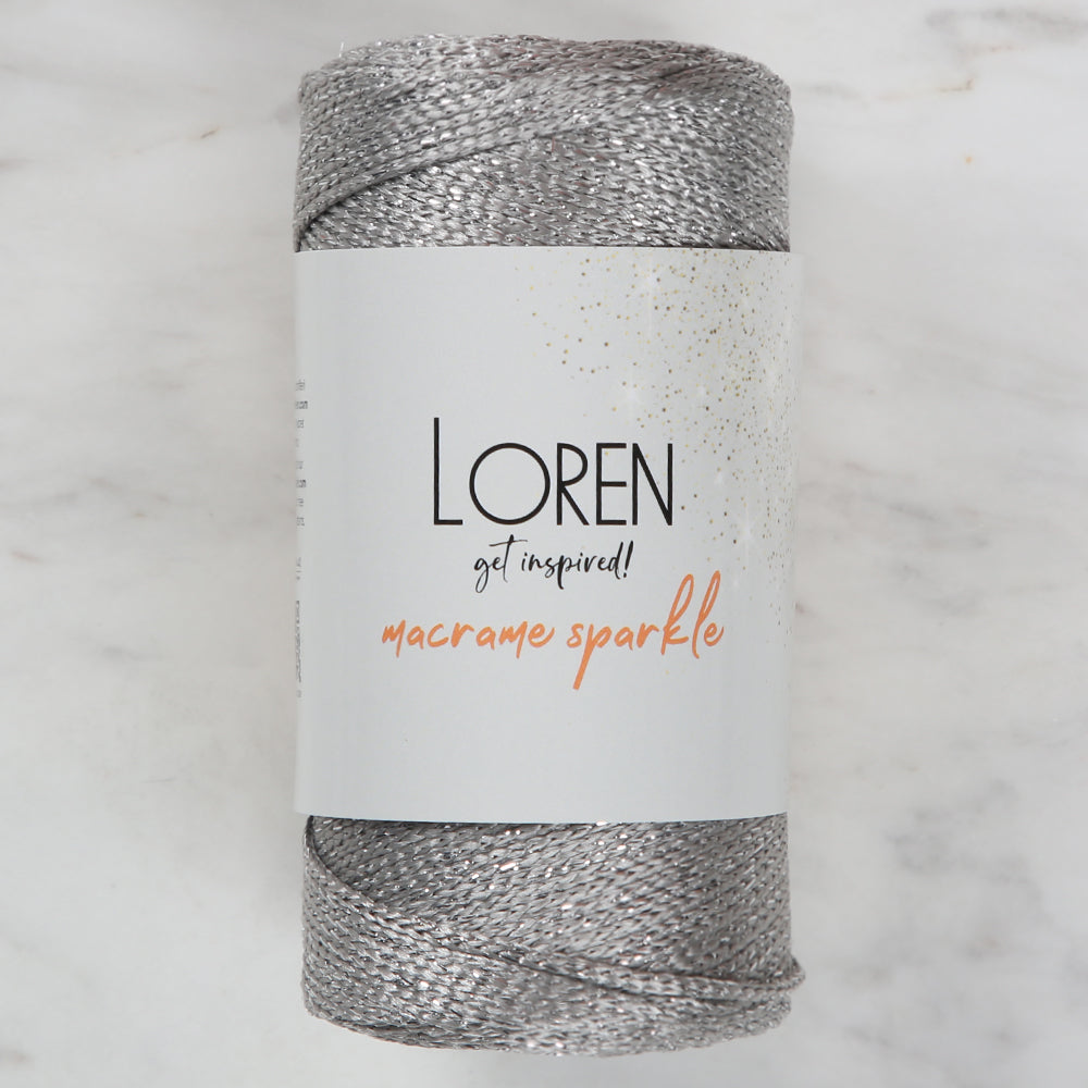 Loren Macrame Sparkle Hand Knitting Yarn, Glitter Grey - RM 67