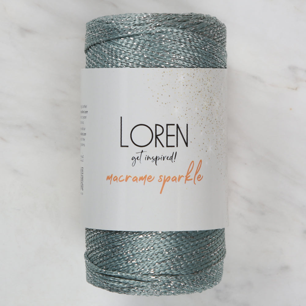 Loren Macrame Sparkle Hand Knitting Yarn, Glitter Green - RM 168