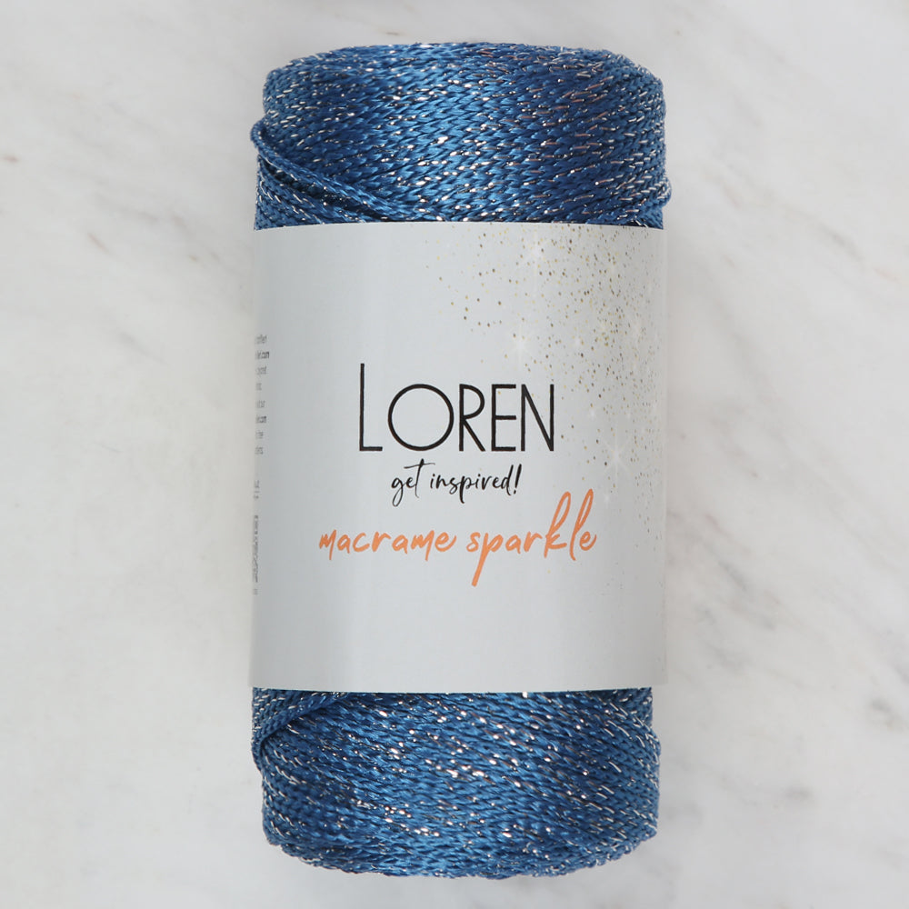 Loren Macrame Sparkle Hand Knitting Yarn, Glitter Blue - RM 238