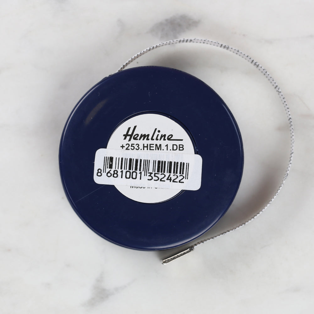 Hemline Automatic Tape Measure Navy Blue 150cm/60 inch - 253