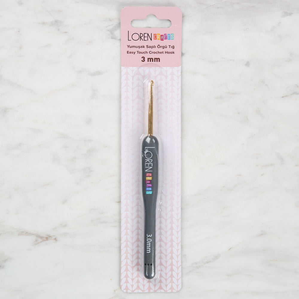 Loren Crafts Golden Tip Soft Handle Wool Crochet Hook LRN - 041 3 mm