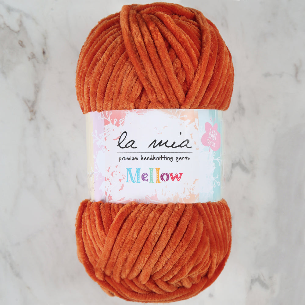La Mia Mellow Chenille Yarn,Brown - 956