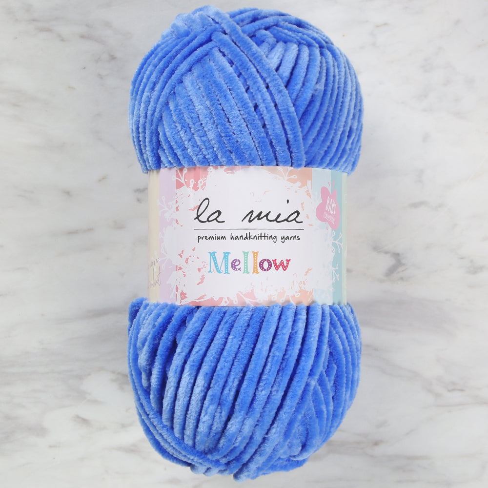La Mia Mellow Chenille Yarn, Blue - 958