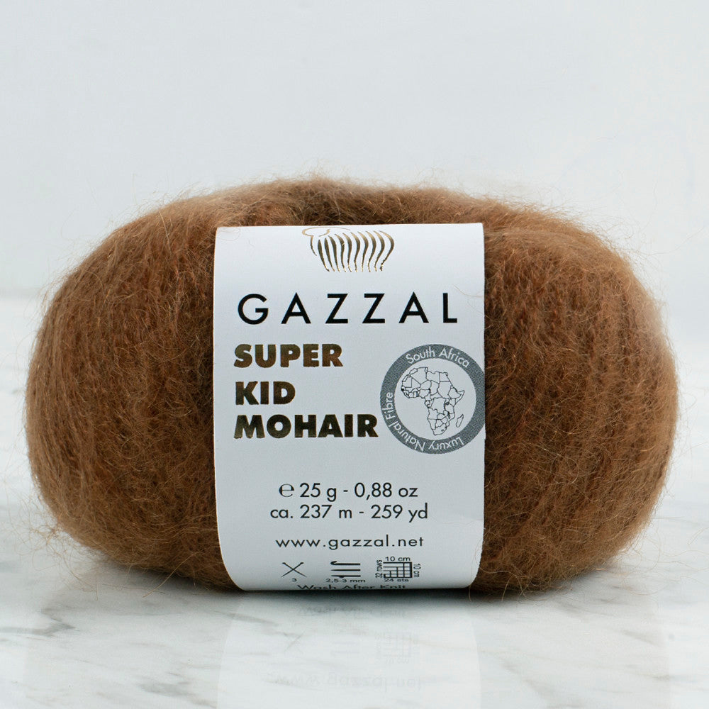 Gazzal Super Kid Mohair 25 Gr Knitting Yarn, Dark Brown - 64401