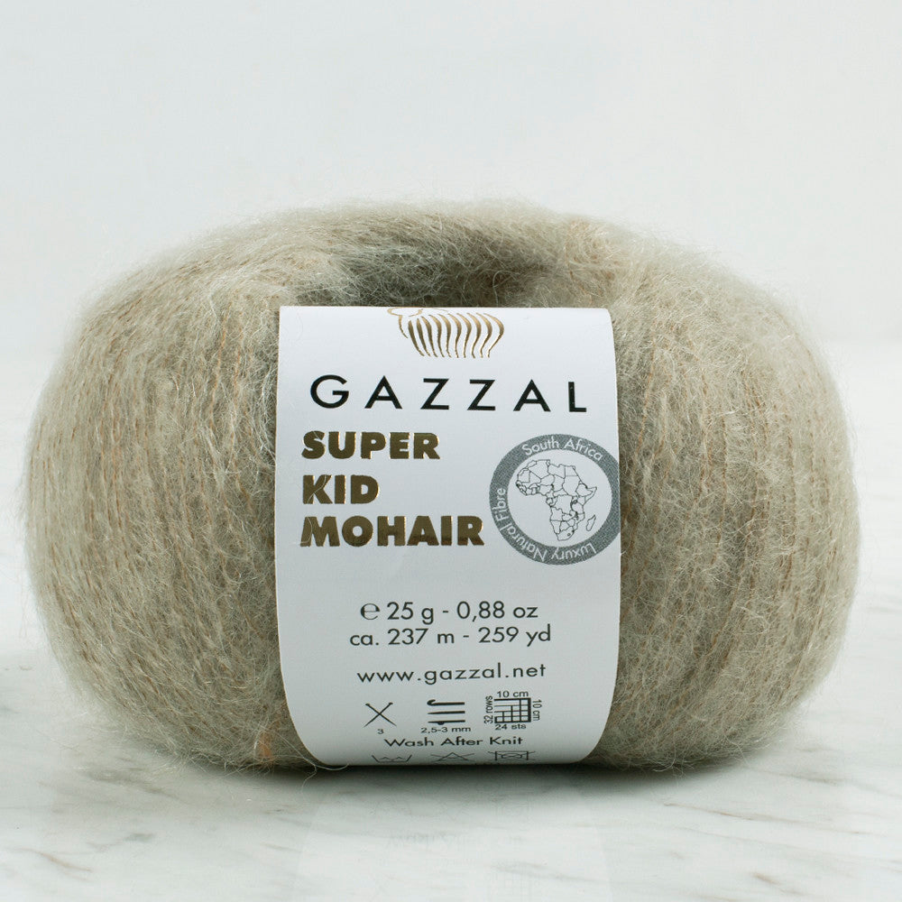 Gazzal Super Kid Mohair 25 Gr Knitting Yarn, Stone - 64407