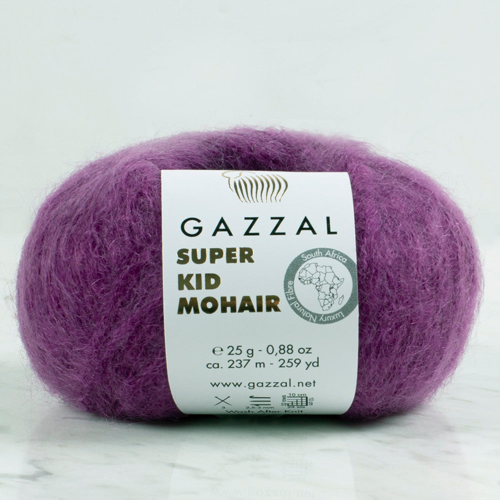 Gazzal Super Kid Mohair 25 Gr Knitting Yarn, Purple - 64410