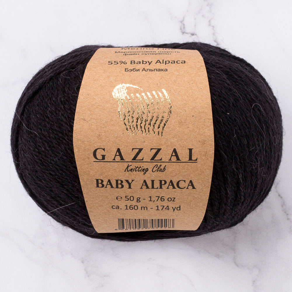 Gazzal Baby Alpaca Yarn, Black - 46000