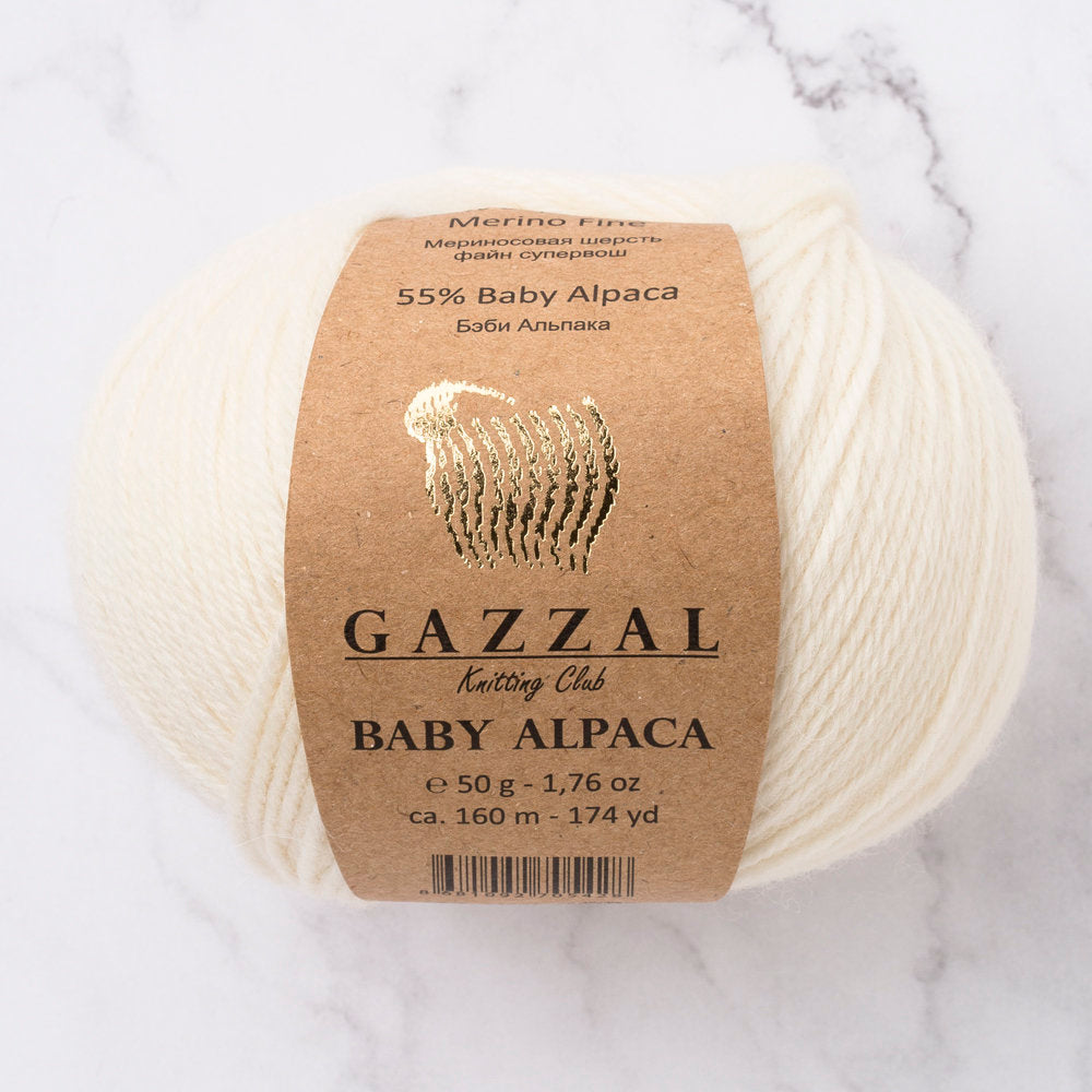 Gazzal Baby Alpaca Yarn, Cream - 46001
