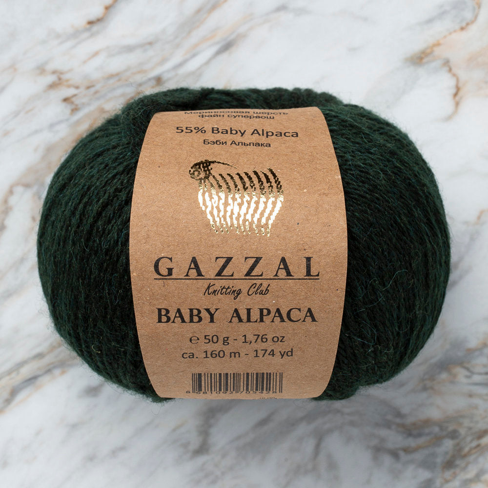 Gazzal Baby Alpaca Yarn, Dark Green - 46011