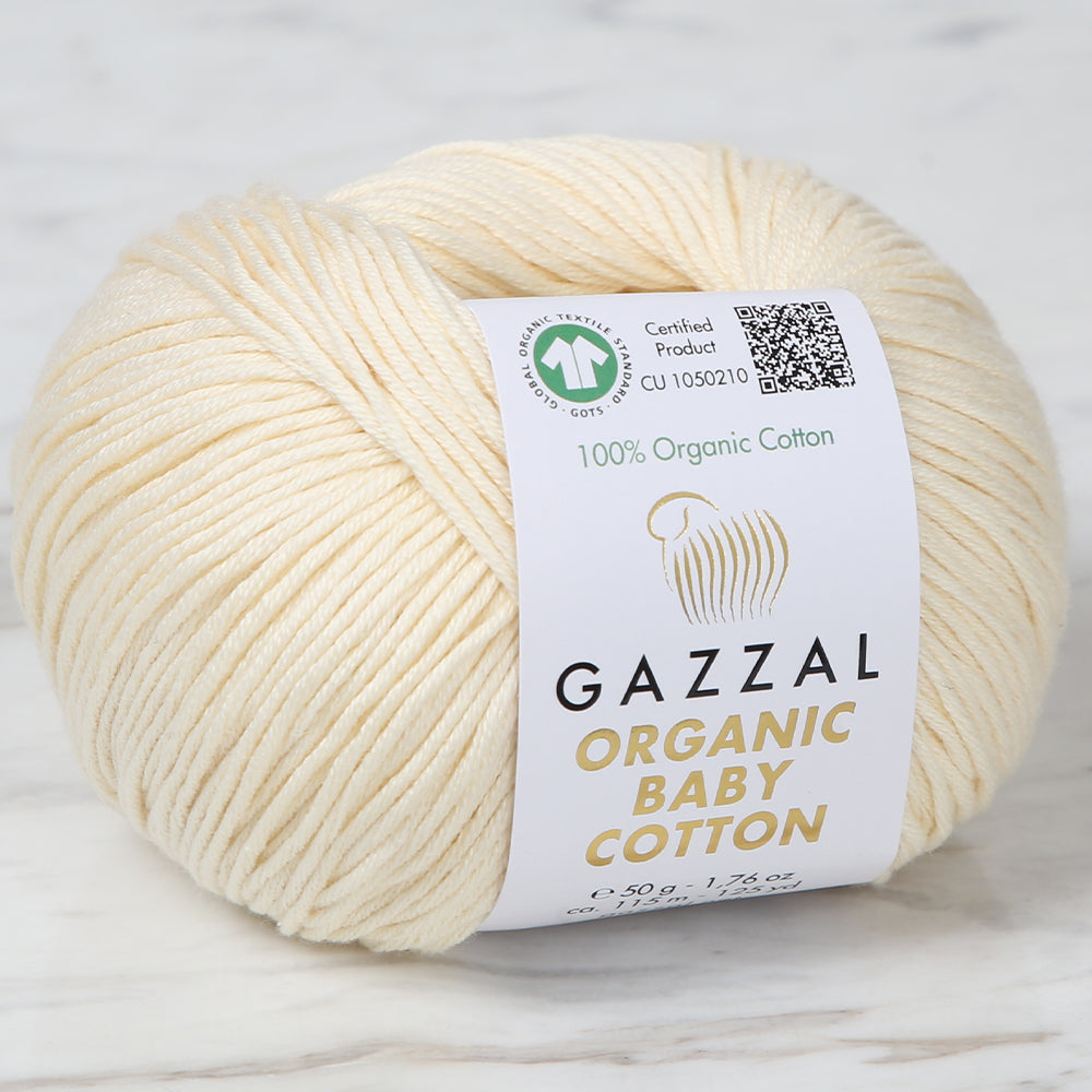 Gazzal Organic Baby Cotton Yarn, Cream - 439