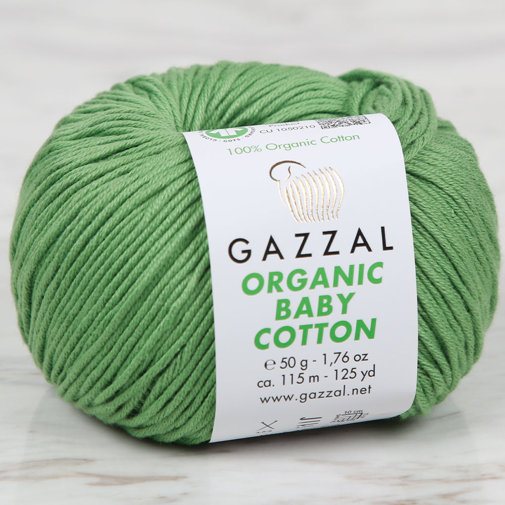 Gazzal Organic Baby Cotton Yarn, Green - 440