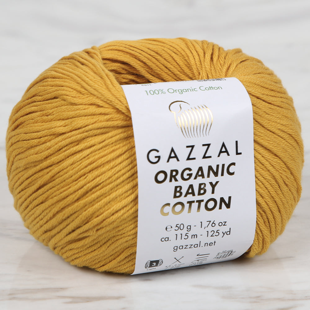 Gazzal Organic Baby Cotton Yarn, Mustard - 447