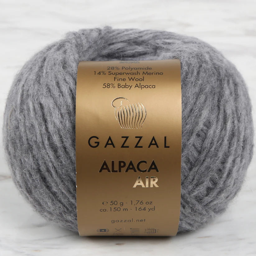 Gazzal Alpaca Air Knitting Yarn, Gray - C:81