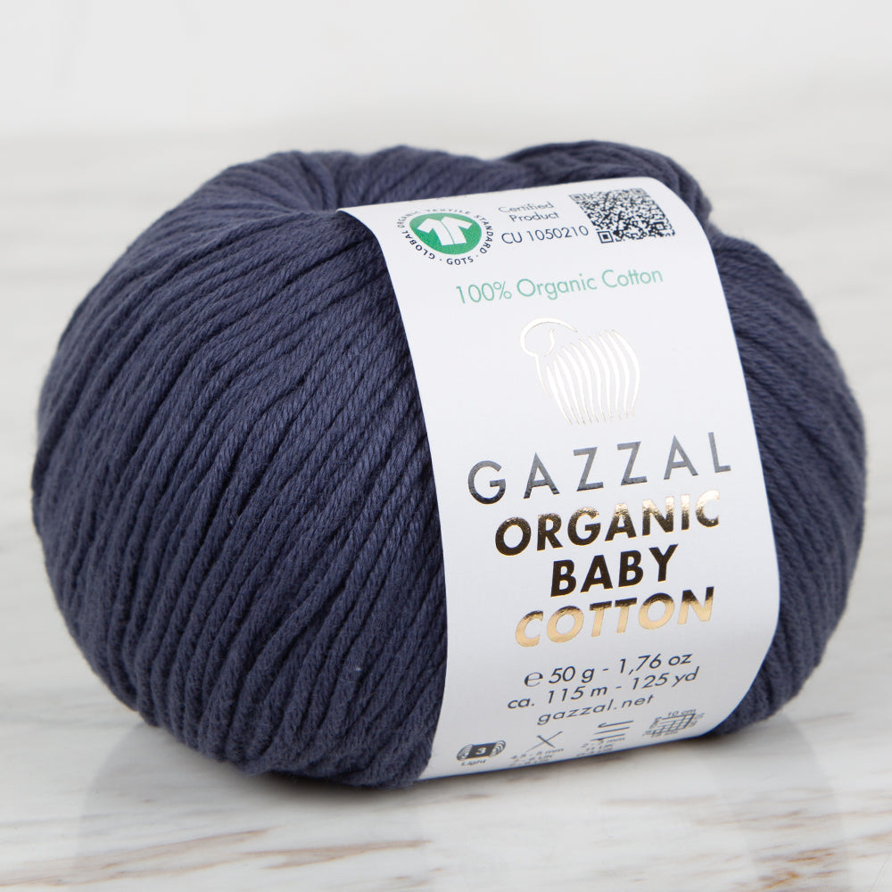 Gazzal Organic Baby Cotton Yarn , Dark Gray - 450