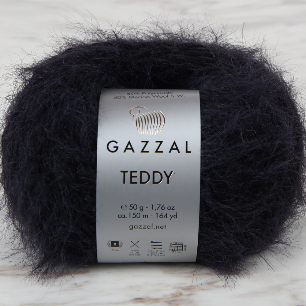Gazzal Teddy Hand Knitting Yarn,Black - 6531