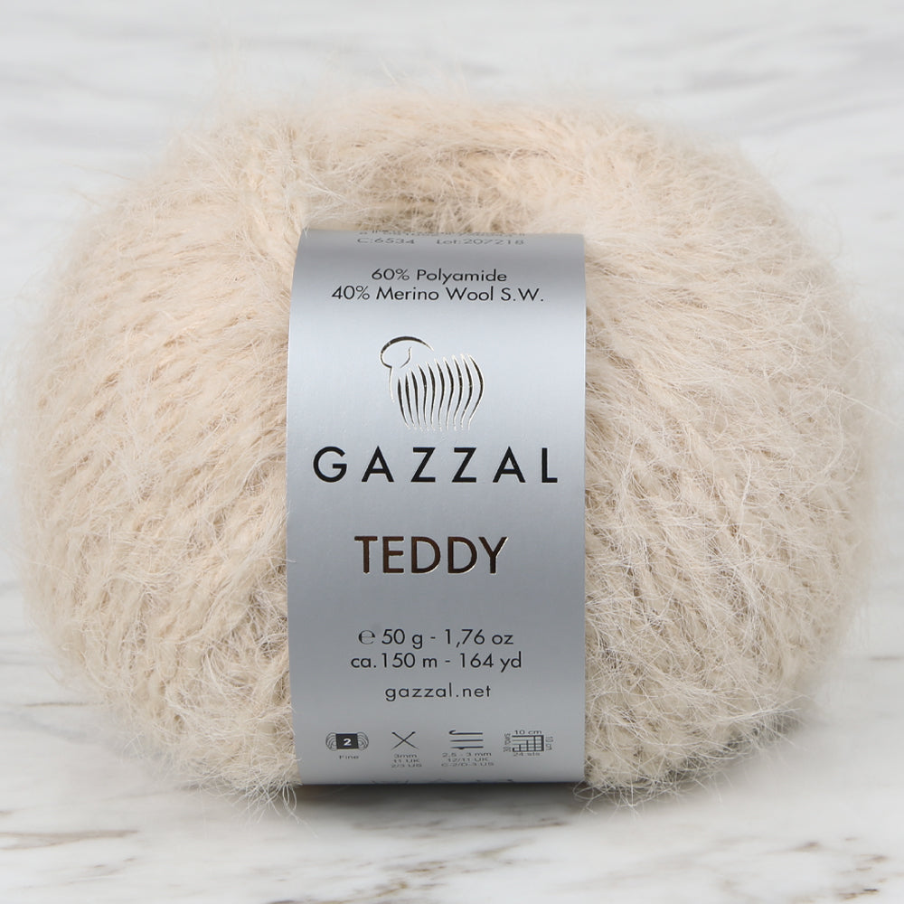 Gazzal Teddy Hand Knitting Yarn,Beige - 6534