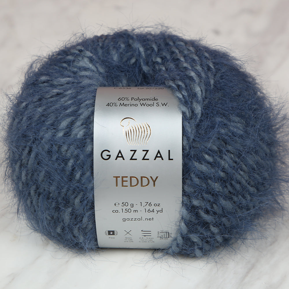 Gazzal Teddy Hand Knitting Yarn,Navy Blue - 6536