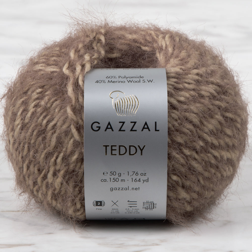 Gazzal Teddy Hand Knitting Yarn, Brown - 6540