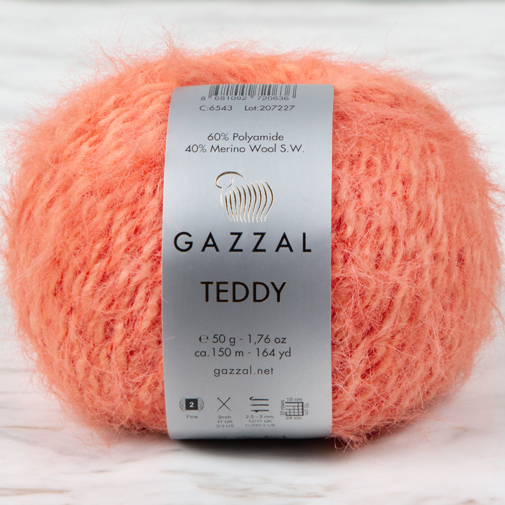 Gazzal Teddy Hand Knitting Yarn, Orange - 6543