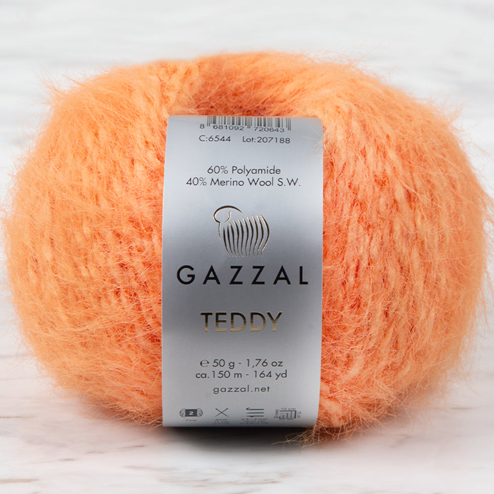 Gazzal Teddy Hand Knitting Yarn, Orange - 6544