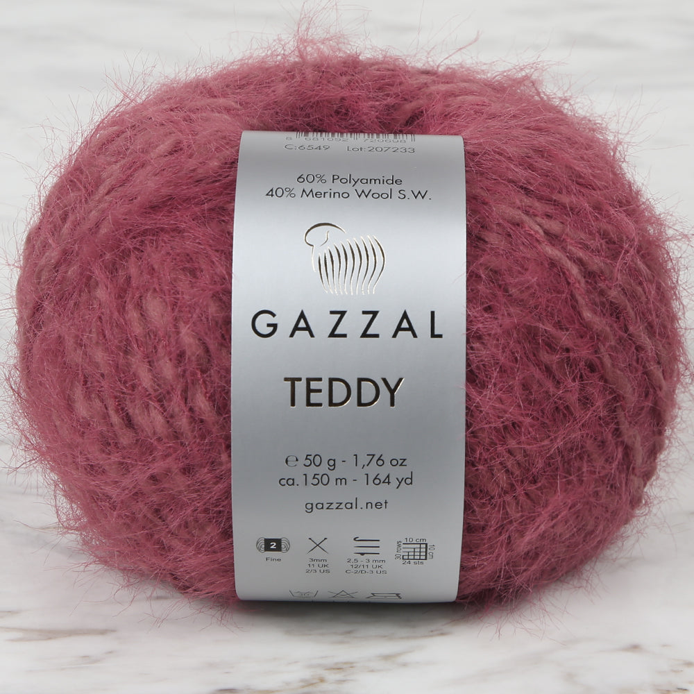 Gazzal Teddy Hand Knitting Yarn,Maroon - 6549