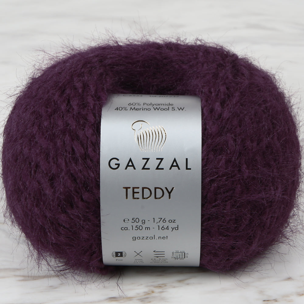 Gazzal Teddy Hand Knitting Yarn,Purple - 6553